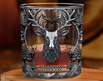 Camping Hiking Adventures Personalized Whiskey Glass, Custom engraved glassware for beer, whiskey, wine & cocktails, Barware and home decor