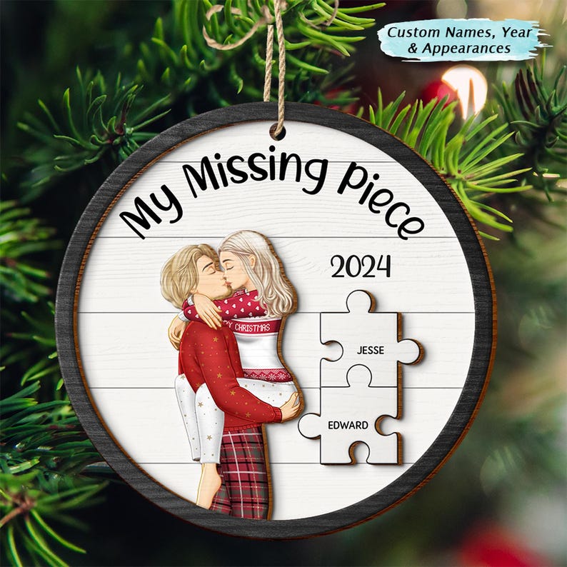 My Missing Piece Christmas Couple Personalized 2layered Wooden