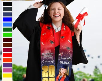 Benutzerdefinierte Fotoklasse von 2026 Herzlichen Glückwunsch für Ihre Graduierung Personalisierte Stolen, personalisierte Text grad Stola, personalisierte Foto grad Stola