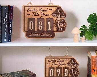 Mostrador de libros personalizados "Leídos este año", regalo para amantes de los libros, mini estantería, decoración de estantería, sujetalibros, regalo para lectores
