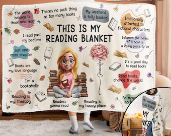 Esta es mi manta de lectura con flores del mes de nacimiento: manta con capucha personalizada y usable, regalo para amantes de los libros, manta con flores del mes de nacimiento