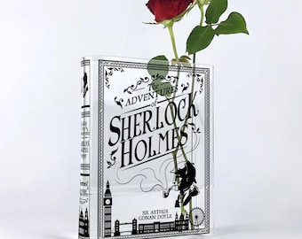 The Adventures of Sherlock Holmes Acrylic Book Vase - Home Decor Gifts for Book Lovers and Readers, Bookish Gift for Special Occasions
