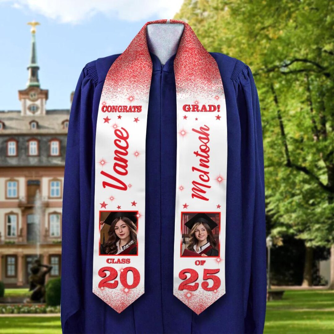 Glitter Graduation Stoles With Photo, Special Graduation Gift ...