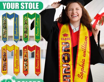 Benutzerdefinierte Foto Herzlichen Glückwunsch Klasse von 2026 Graduierung Tag V-Ausschnitt Stolen, Graduierung Geschenk für Studenten, personalisierte Stola