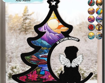 Loss Of Pet Christmas Personalized Window Hanging Suncatcher Ornament, Dog Christmas Ornament, Pet Loss Keepsake, Loss of Pet, Sympathy Gift