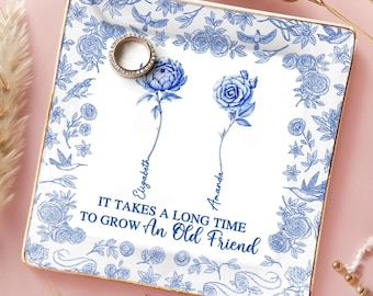 Custom Full-Print Jewelry Dish, Personalized Best Friend Birthday Gift For Women, It Takes A Long Time To Grow Old Friends, Gift For Besties