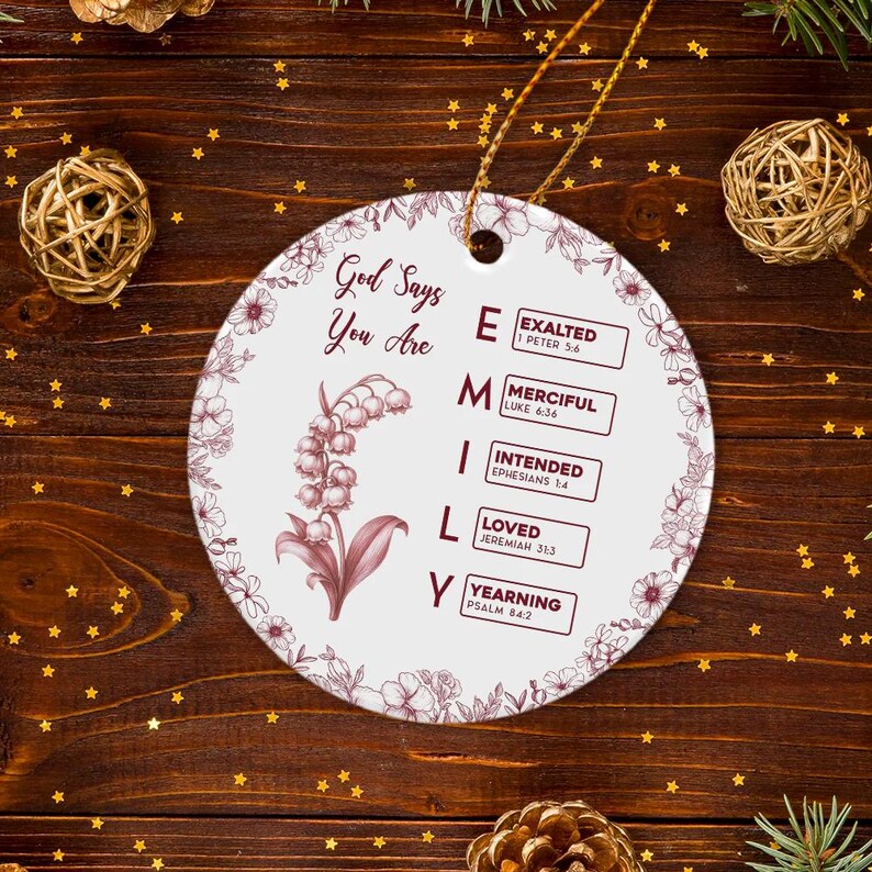 God Says I Am Name Letter in Bible Toile De Jouy Style - Personalized ...
