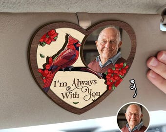 Custom Photo Memorial I'm Always With You, Personalized Shaped Car Visor Clip, Gift For Dad, Car Visor Clip, Personalized Picture Frame