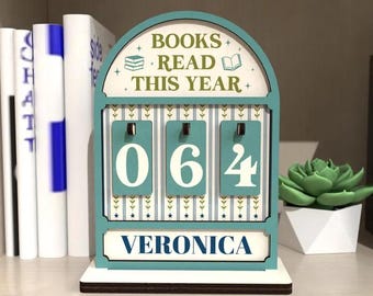 Mostrador de libros personalizados "Leídos este año", regalo para amantes de los libros, mini estantería, decoración de estantería, sujetalibros, regalo para lectores