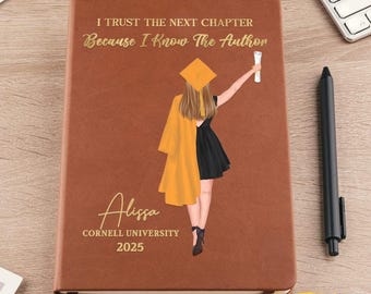 I Trust The Next Chapter - Family Personalized Custom Leather Journal - Graduation Gift For Family Members, Siblings, Brothers, Sisters