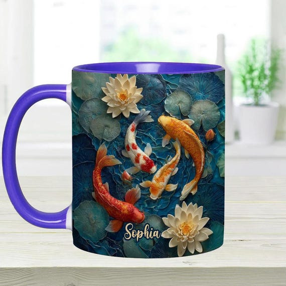 Custom Colorful Fish Coffee Mug - Personalized 11oz Or 15oz Ceramic Ocean Themed Gift