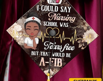 Nursing School Was Tears Free, Personalized Graduation Cap Topper, Nursing Graduation Decoration, Class 2026 Graduation Gift