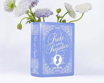 Pride and Prejudice Ceramic Book Vase - Home Decor Gifts for Book Lovers and Readers, Bookish Gifts for Special Occasions, Mother's Day Gift