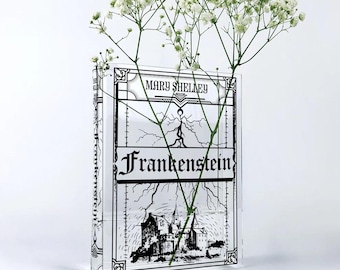 Frankenstein Acrylic Book Vase - Home Decor Gifts for Book Lovers and Readers, Bookish Gift for Special Occasions
