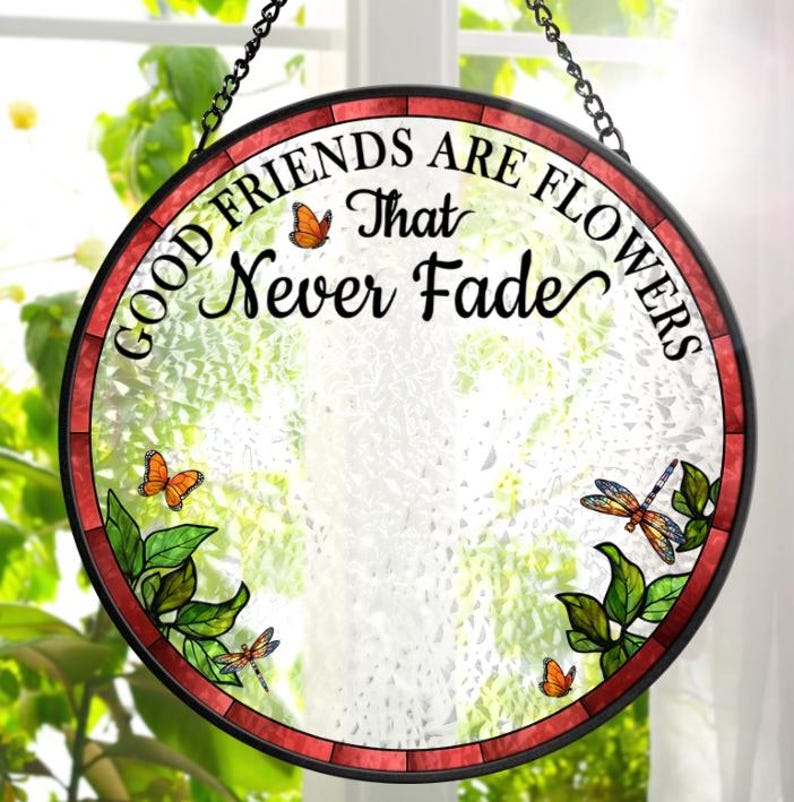 Birth Flower Grow an Old Friend Personalized Custom Stained Glass ...