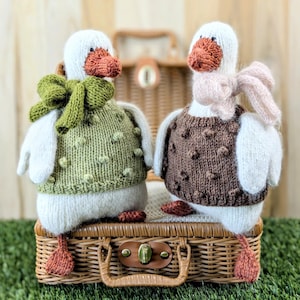 Handmade Knitted Goose Toy, unique handmade gift, plush animal toy