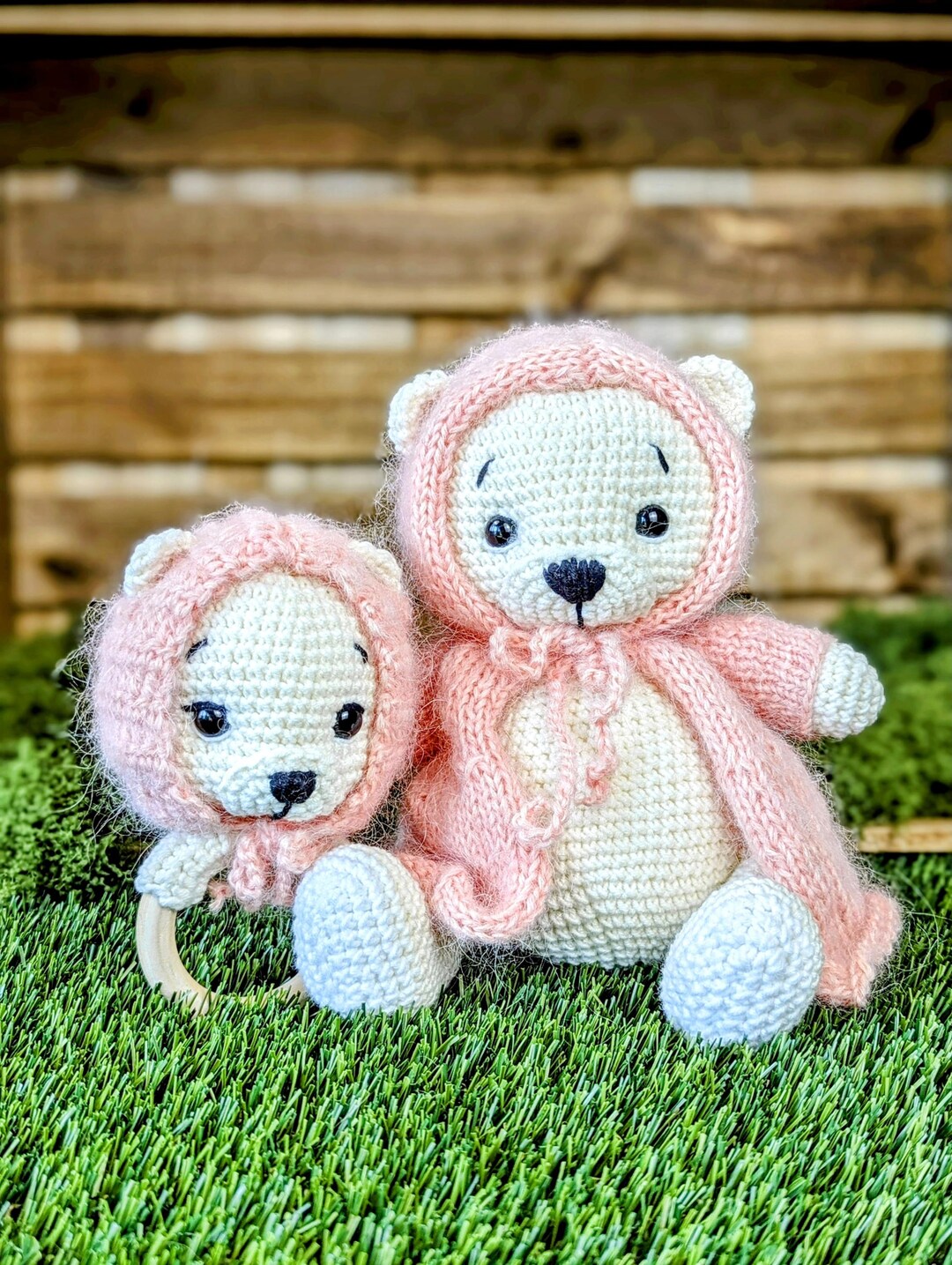 Handmade Crochet Bear Baby Toy Set - Etsy