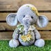 Handmade Crochet Elephant Toy in Blue Jumpsuit and Yellow Hat main image 0