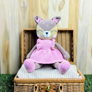 Handmade stuffed woodland baby deer toy, unique gift, knitting animal toy