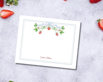 Printed Notecards - Custom Stationery - Strawberry Notecards - Thank You Notes - Personalized Notes - Strawberry Cards - Hostess Gifts