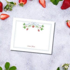 Printed Notecards - Custom Stationery - Strawberry Notecards - Thank You Notes - Personalized Notes - Strawberry Cards - Hostess Gifts