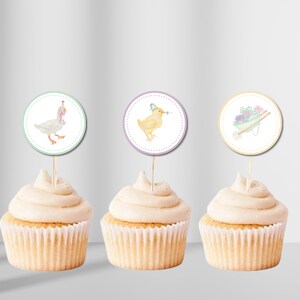Printable Farm Cupcake Toppers - Girl Farm Birthday Party Cake Decorations - Instant Download Barnyard Birthday Party Decor