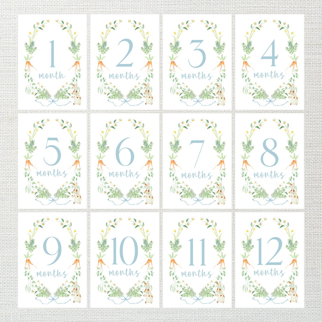 Watercolor Bunny Garden Baby Milestone Cards: Monthly Photo Card Set - Etsy