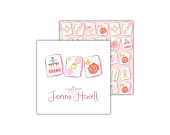 Watercolor Mahjong Gift Tags: Personalized Enclosure Cards