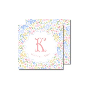 Monogrammed Watercolor Ditsy Floral Calling Cards - Gift Enclosure Cards - Personalized Gift Tags - Mother&#39;s Day - Bridal Shower