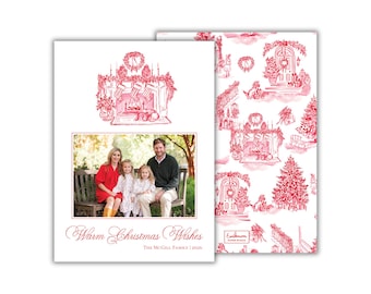 PRINTED Watercolor Hearth Christmas Photo Card: Personalized Classic Holiday Card