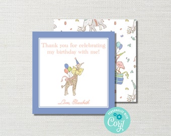 Printable Party Animals Birthday Favor Tag Template (Digital Download)