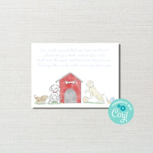 Afdrukbare baby shower boek aanvraag kaartsjabloon - boek gedicht bijlage kaart - knipt en slakken jongen baby shower boek kaart