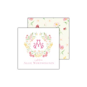 Garden Floral Monogrammed Gift Enclosure Cards: Personalized Calling Cards for Women, Girls
