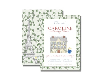 Watercolor Madeline Paris Birthday Party Invitation for Girls