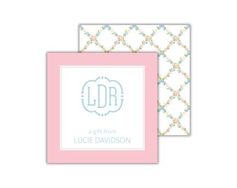 Monogrammed Floral Gift Enclosure Cards: Personalized Calling Cards for Girls, Women