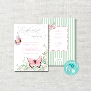 Printable We&#39;re Enchanted to Meet You Baby Shower Invitation Template - Printable Invitation - Baby Girl Butterfly Baby Shower Invite