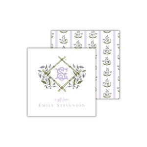 Lavender Floral Monogrammed Gift Enclosure Cards: Personalized Calling Cards for Women