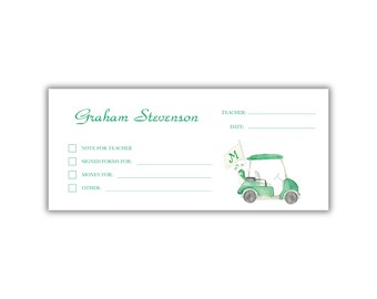 Watercolor Golf Cart School Money Envelopes: Set of 20