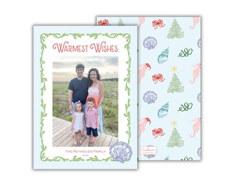PRINTED Watercolor Beach Christmas Cards: Coastal Holiday Cards