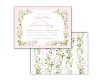 Watercolor Pink Floral Bridal Shower Invitations: Printed Spring Party Invites