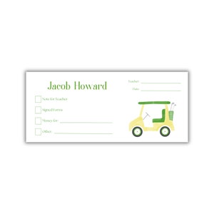 Personalized Golf Cart School Money Envelopes: Set of 20