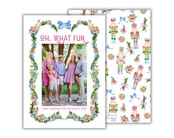 PRINTED Watercolor Rose Medallion Christmas Photo Cards: Nutcracker Holiday Card