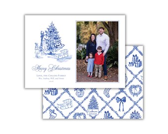 PRINTED Watercolor Vintage Christmas Tree Photo Cards: Classic Holiday Card