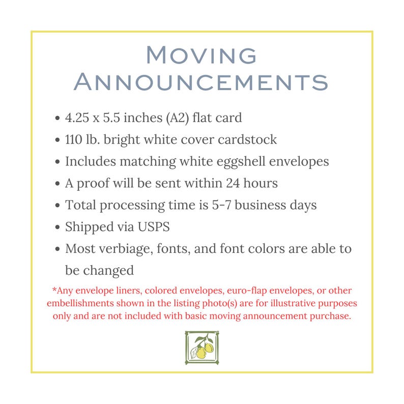 a white poster with the words moving announcements