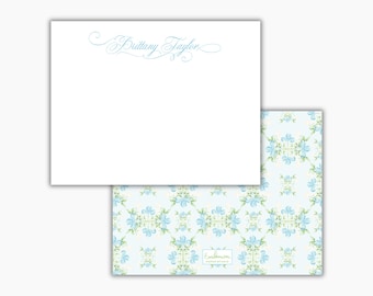 Watercolor Lily of the Valley Blue Floral Stationery: Personalized Womens Notecards