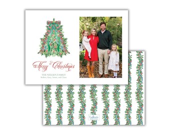 Plaid Bow Christmas Tree Photo Cards: Classic Family Holiday Card