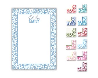 Personalized Sorority Big / Lil Sis Notepad with Name: Choose Your Colors