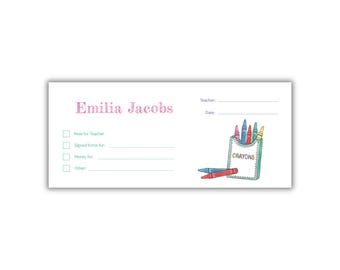 Watercolor Crayons School Money Envelopes: Set of 20