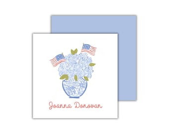 Patriotic Blue Hydrangea Womens Calling Cards: Personalized Americana Gift Enclosure Card