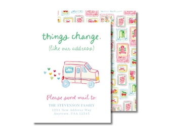 Watercolor Mailbox Moving Announcement Cards: New Address Cards